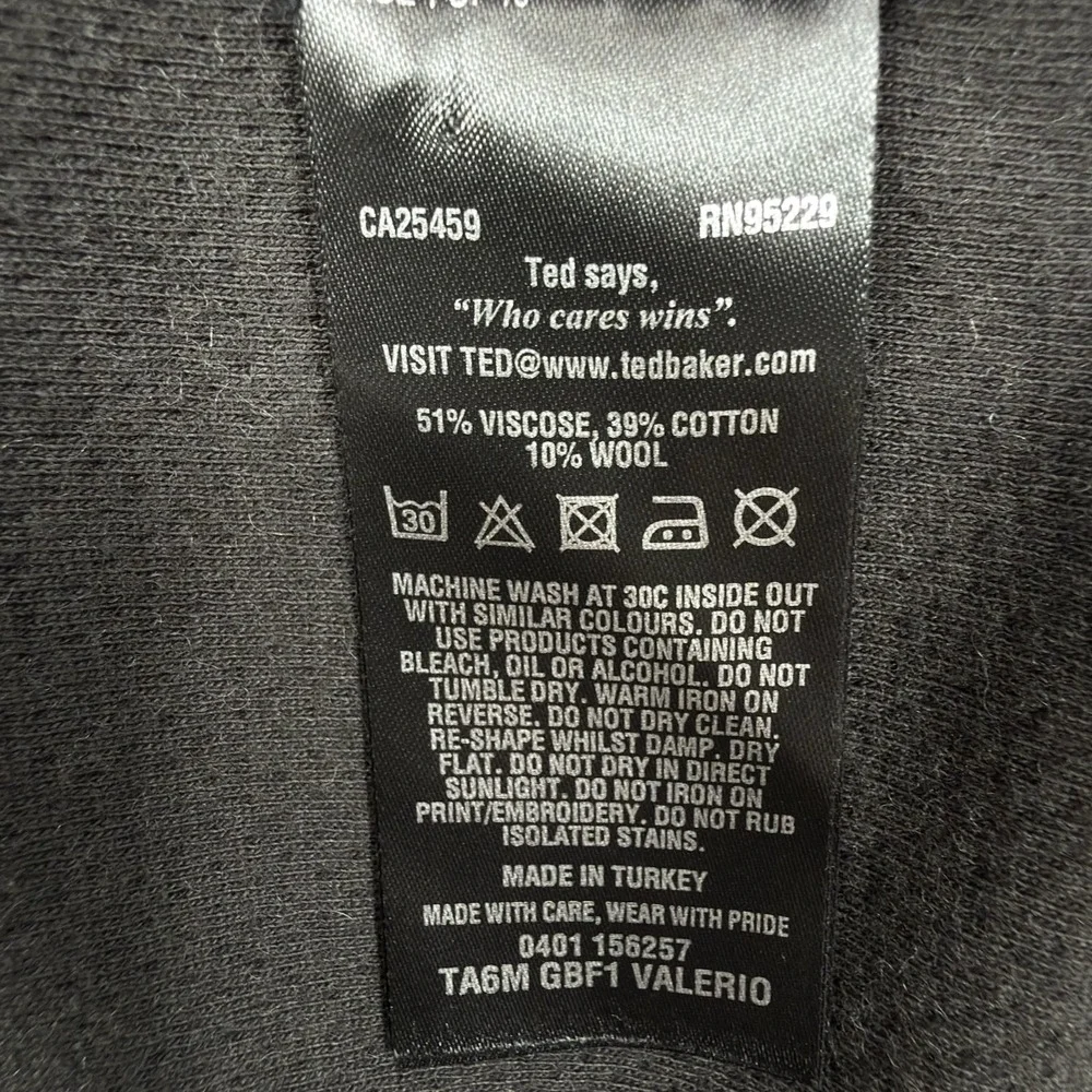 Ted Baker Valerio Sweater Men's XL Size 5 Black 1/4 Zip Wool Blend Pullover